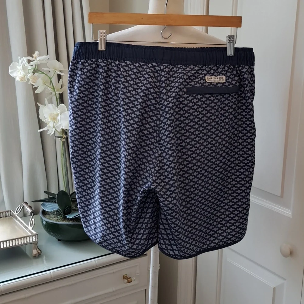 Fair Harbor Mens The Anchor Mist Seaview Grey Lined Blue Print 8
